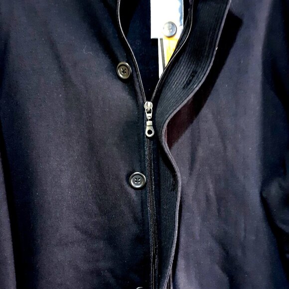 Men Black Button Zip-Front Sweatshirt Ribbed Collar Cuffs Apt 9 XLT - Picture 3 of 8